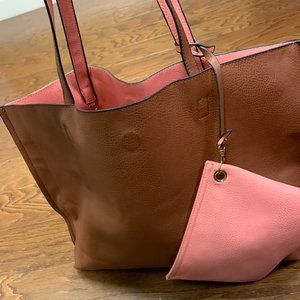Reversible Faux Leather Tote Bag